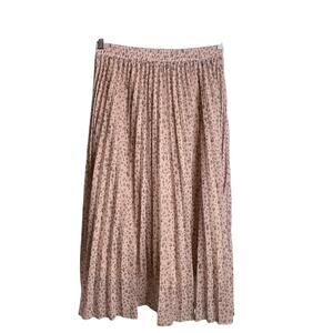 Exlura Women's Boho Leopard Print Pleated Midi Skirt Size L Safari Neutral Boho‎